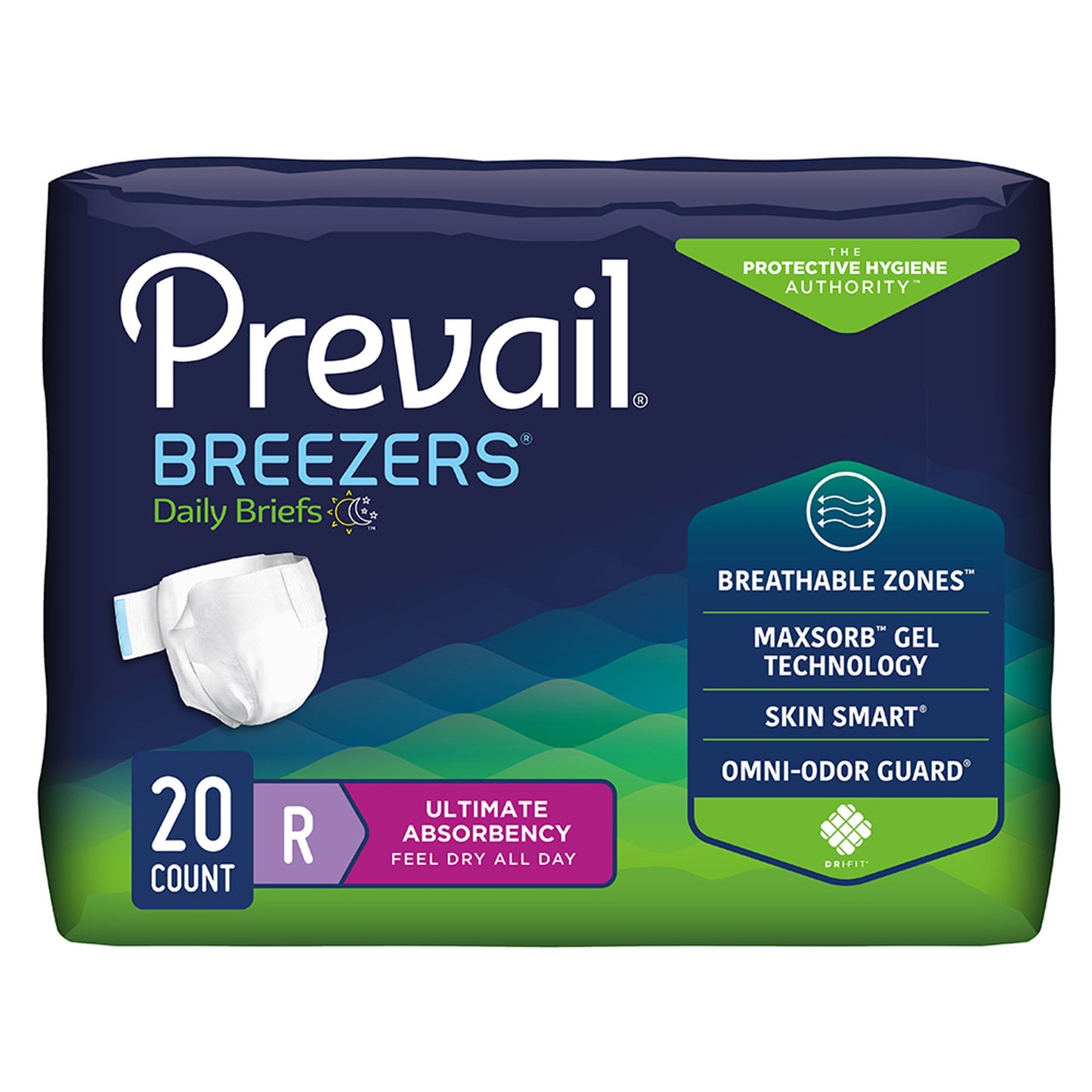 Prevail® Breezers® Unisex Adult Incontinence Brief Regular Disposable Heavy Absorbency (527367_BG)