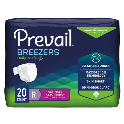 Prevail® Breezers® Unisex Adult Incontinence Brief Regular Disposable Heavy Absorbency (527367_CS)
