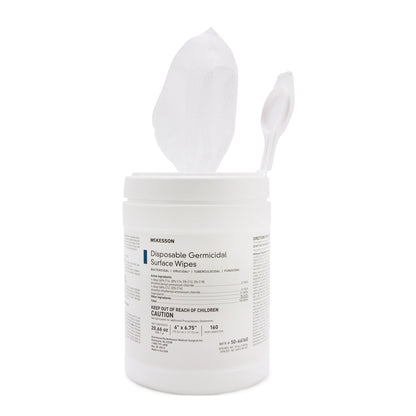 McKesson Surface Disinfectant Premoistened Manual Pull Wipe 160 Count Canister Alcohol Scent NonSterile (880563_CS)