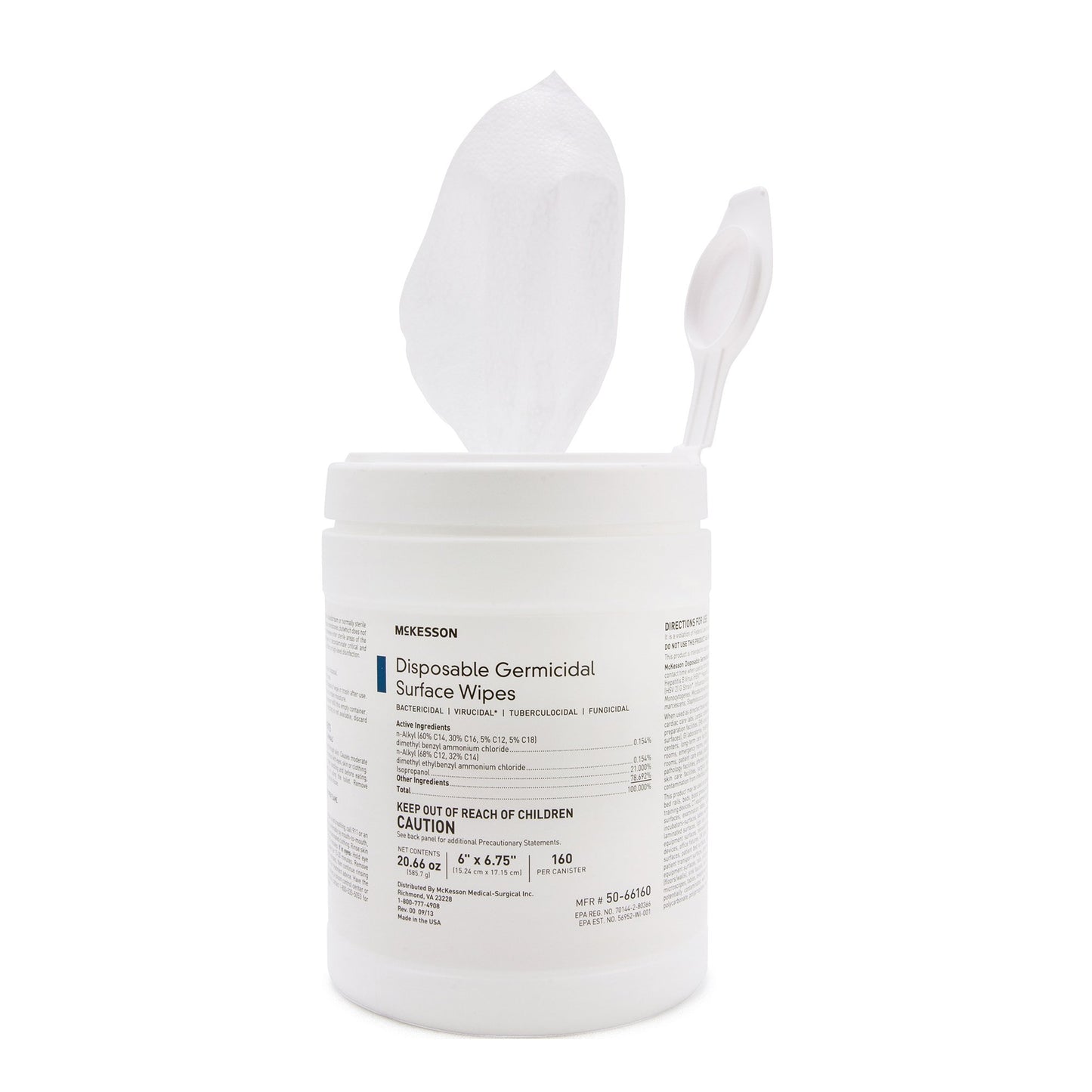 McKesson Surface Disinfectant Premoistened Manual Pull Wipe 160 Count Canister Alcohol Scent NonSterile (880563_BX)
