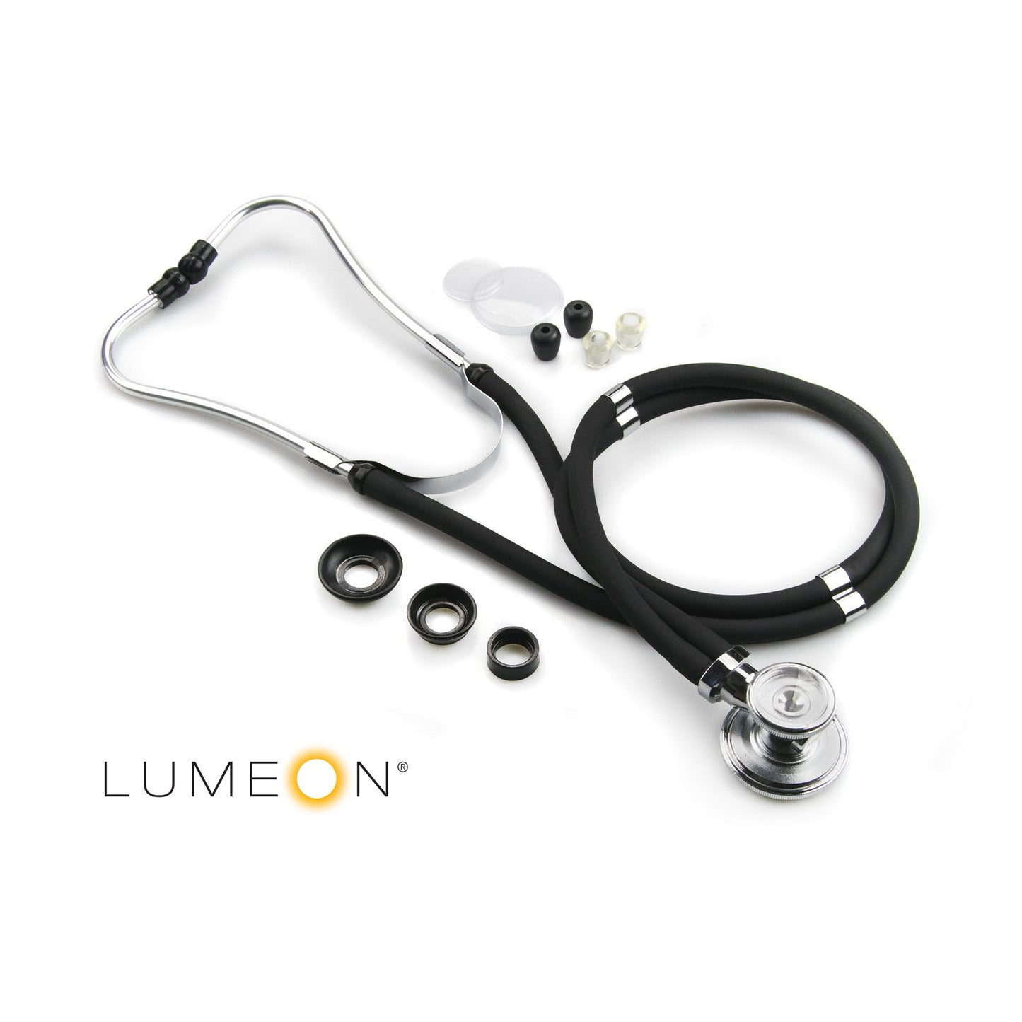 McKesson LUMEON™ Sprague Stethoscope Black 2-Tube 22 Inch Tube Double Sided Chestpiece (363729_EA)