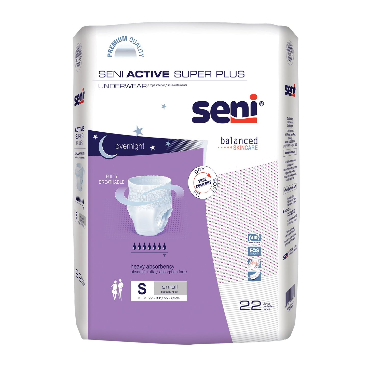 Seni® Active Super Plus Unisex Adult Absorbent Underwear Pull On with Tear Away Seams Small Disposable Heavy Absorbency (1163860_PK)