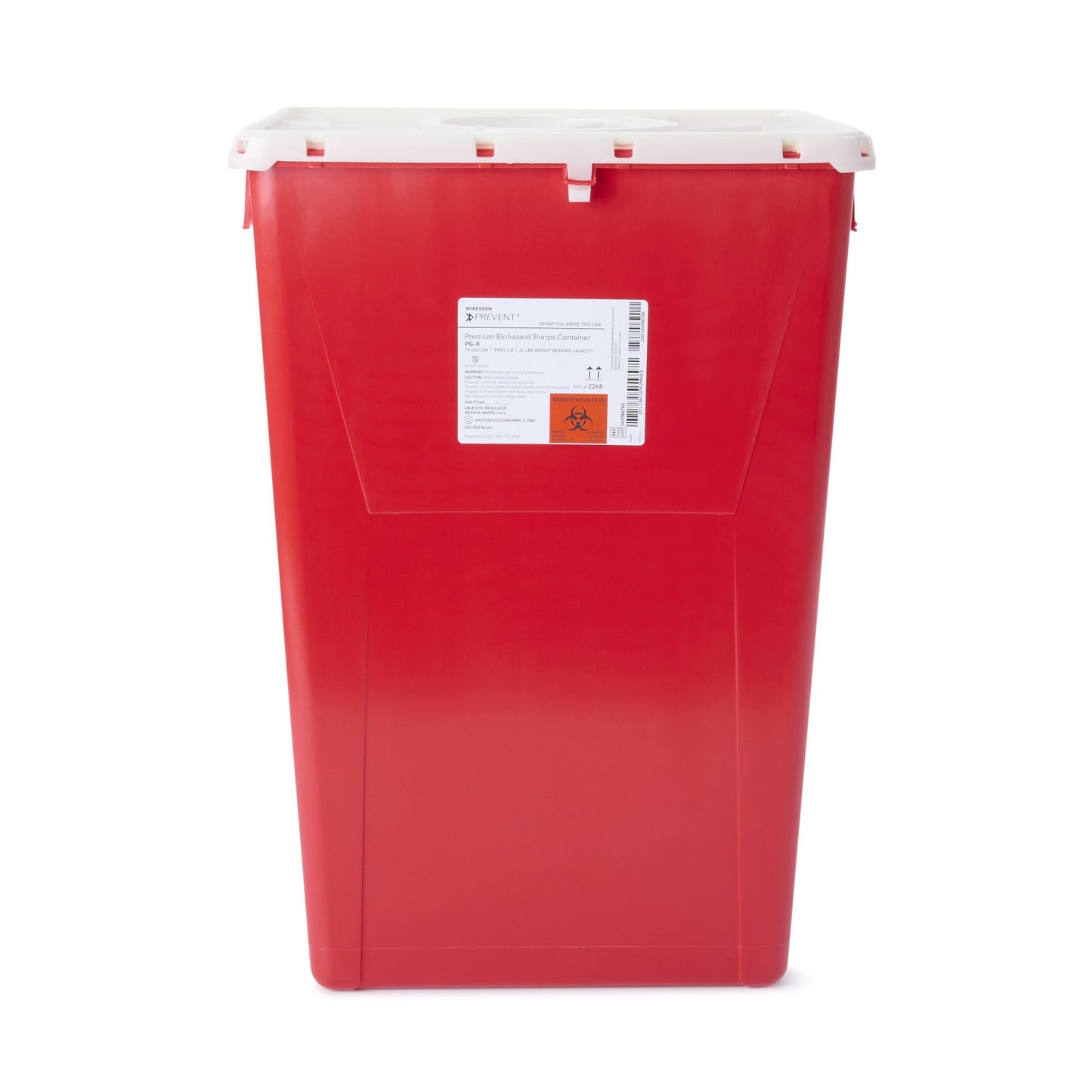 McKesson Prevent® Sharps Container Red Base 24-3/5 H X 17-3/10 W X 13 L Inch Vertical Entry 18 Gallon (862336_EA)