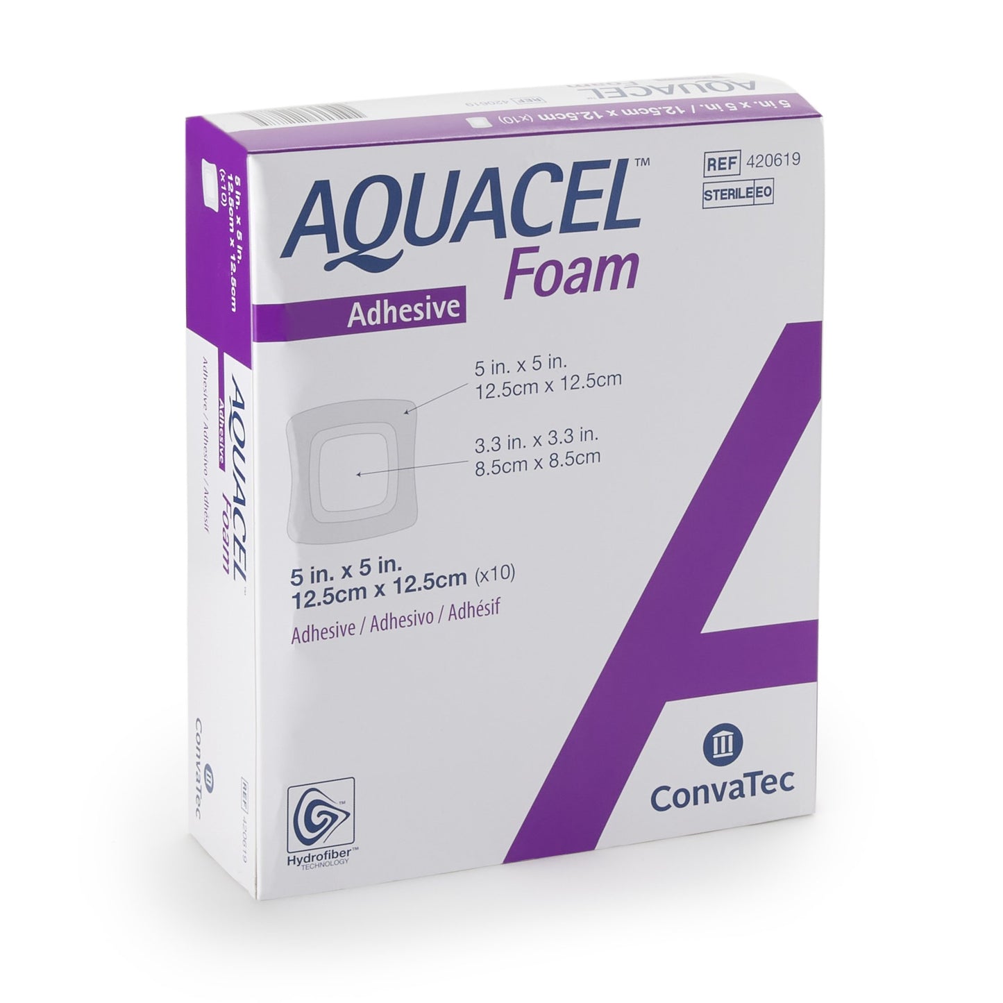 Aquacel® Foam Dressing 5 X 5 Inch With Border Waterproof Film Backing Silicone Adhesive Square Sterile (802594_BX)
