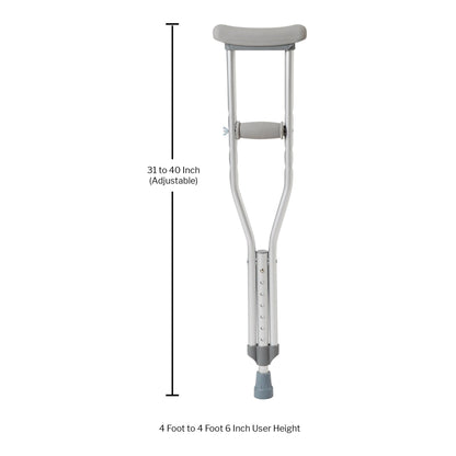 McKesson Underarm Crutches Pediatric 4 Foot to 4 Foot 6 Inch User Height Aluminum Frame 175 lbs. Weight Capacity (1076178_PR)