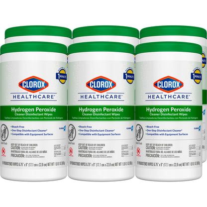 Clorox Healthcare® Surface Disinfectant Cleaner Premoistened Hydrogen Peroxide Based Manual Pull Wipe 95 Count Canister Unscented NonSterile (800191_CS)