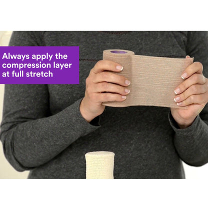 3M™ Coban™ 2 2 Layer Compression Bandage System 2-9/10 Yard X 4 Inch / 4 Inch X 5-1/10 Yard Self-Adherent / Pull On Closure Tan / White NonSterile 35 to 40 mmHg (989726_BX)