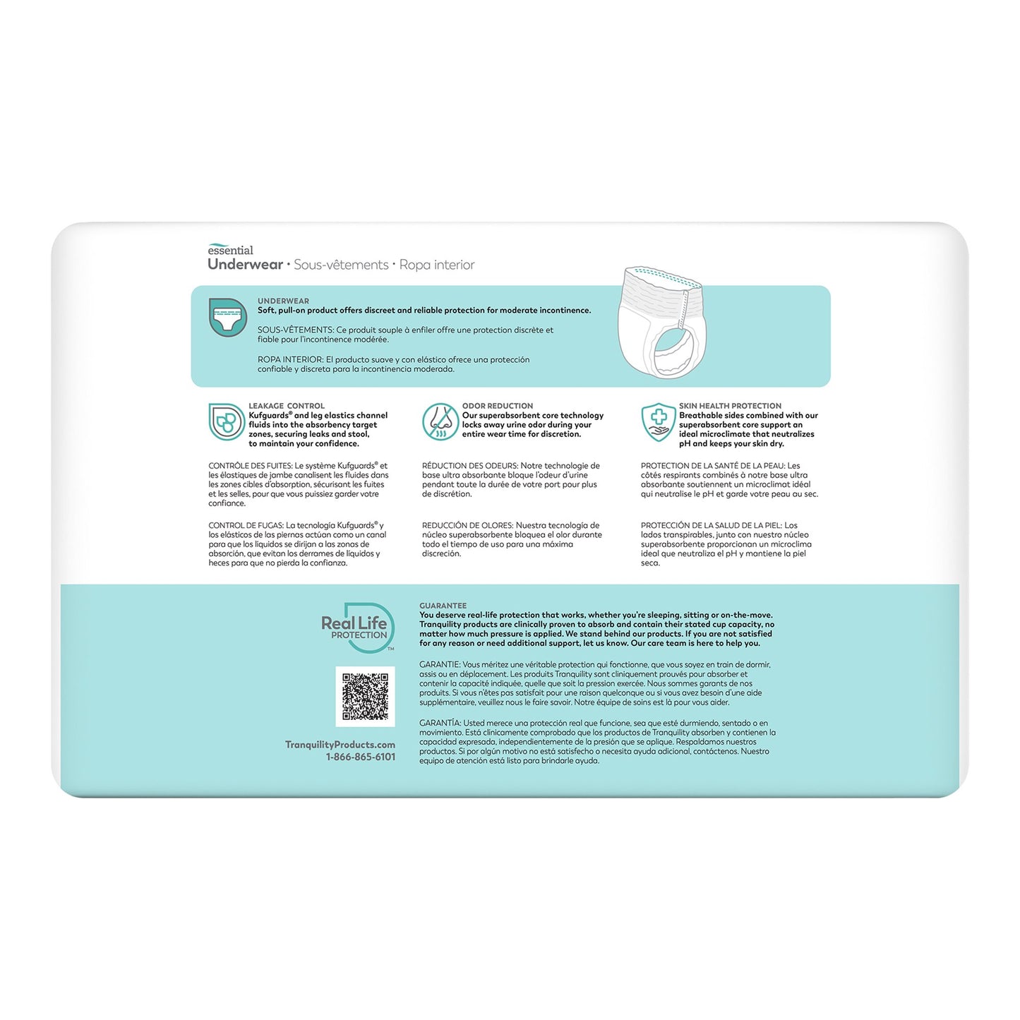 Tranquility® Essential Unisex Adult Absorbent Underwear Pull On with Tear Away Seams X-Large Disposable Moderate Absorbency (884712_CS)