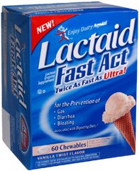 Lactaid® Fast Act Dietary Supplement Lactase Enzyme 9,000 FCC Units Strength Tablet 60 per Bottle Vanilla Flavor (780075_BT)
