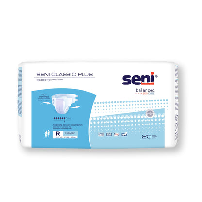 Seni® Classic Plus Unisex Adult Incontinence Brief Regular Disposable Moderate Absorbency (1163856_CS)