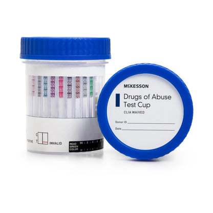 McKesson Drugs of Abuse Test Kit AMP, BAR, BUP, BZO, COC, mAMP/MET, MDMA, MOP300, MTD, OXY, PCP, PPX, TCA, THC (OX, pH, SG) 25 Tests CLIA Waived (1101528_CS)