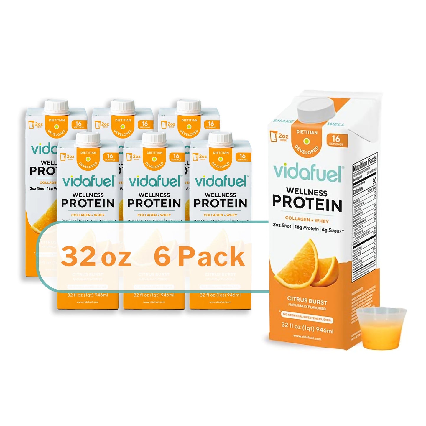 Vida Fuel Wellness Protein Oral Supplement Citrus Burst Flavor Liquid 32 oz. Reclosable Carton (1244684_EA)