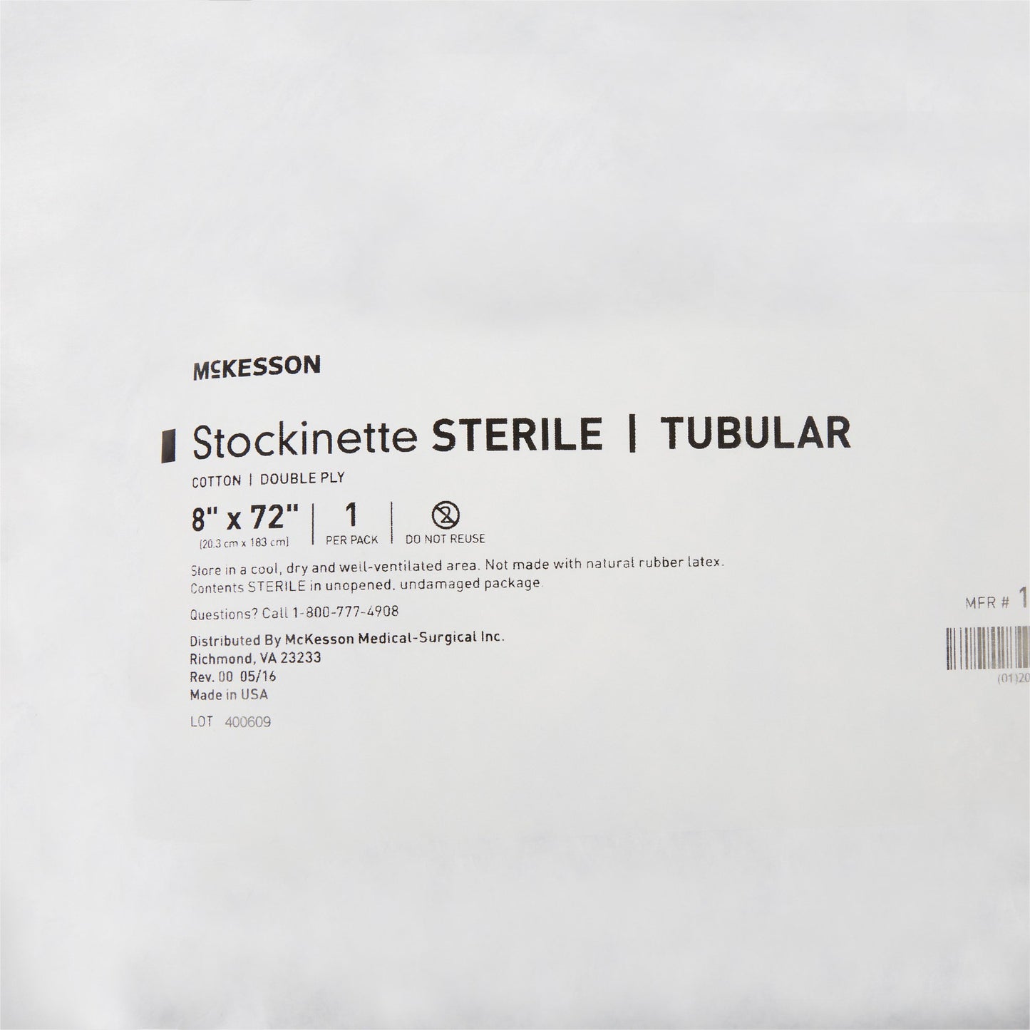 McKesson Surgical Stockinette Tubular 8 X 72 Inch Sterile (457659_EA)