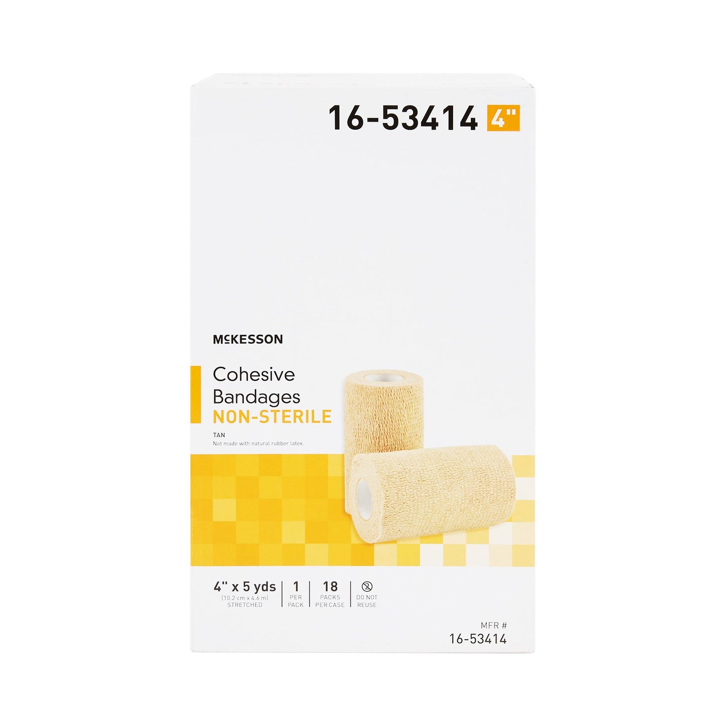 McKesson Cohesive Bandage 4 Inch X 5 Yard Self-Adherent Closure Tan NonSterile Standard Compression (520549_EA)