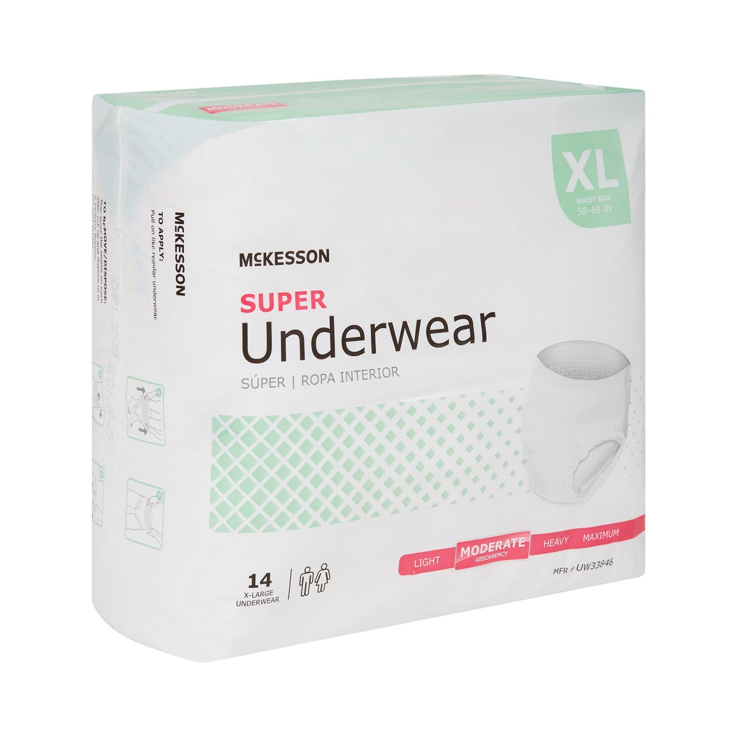 McKesson Unisex Adult Absorbent Underwear Pull On with Tear Away Seams X-Large Disposable Moderate Absorbency (1123834_CS)