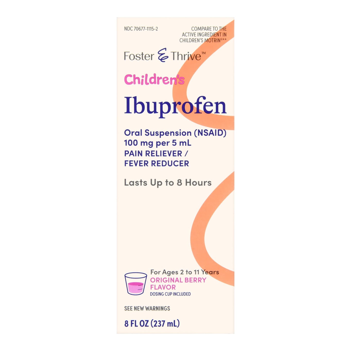 Foster & Thrive™ Children's Pain Relief 100 mg / 5 mL Strength Ibuprofen Oral Suspension 8 oz. (1238935_BT)