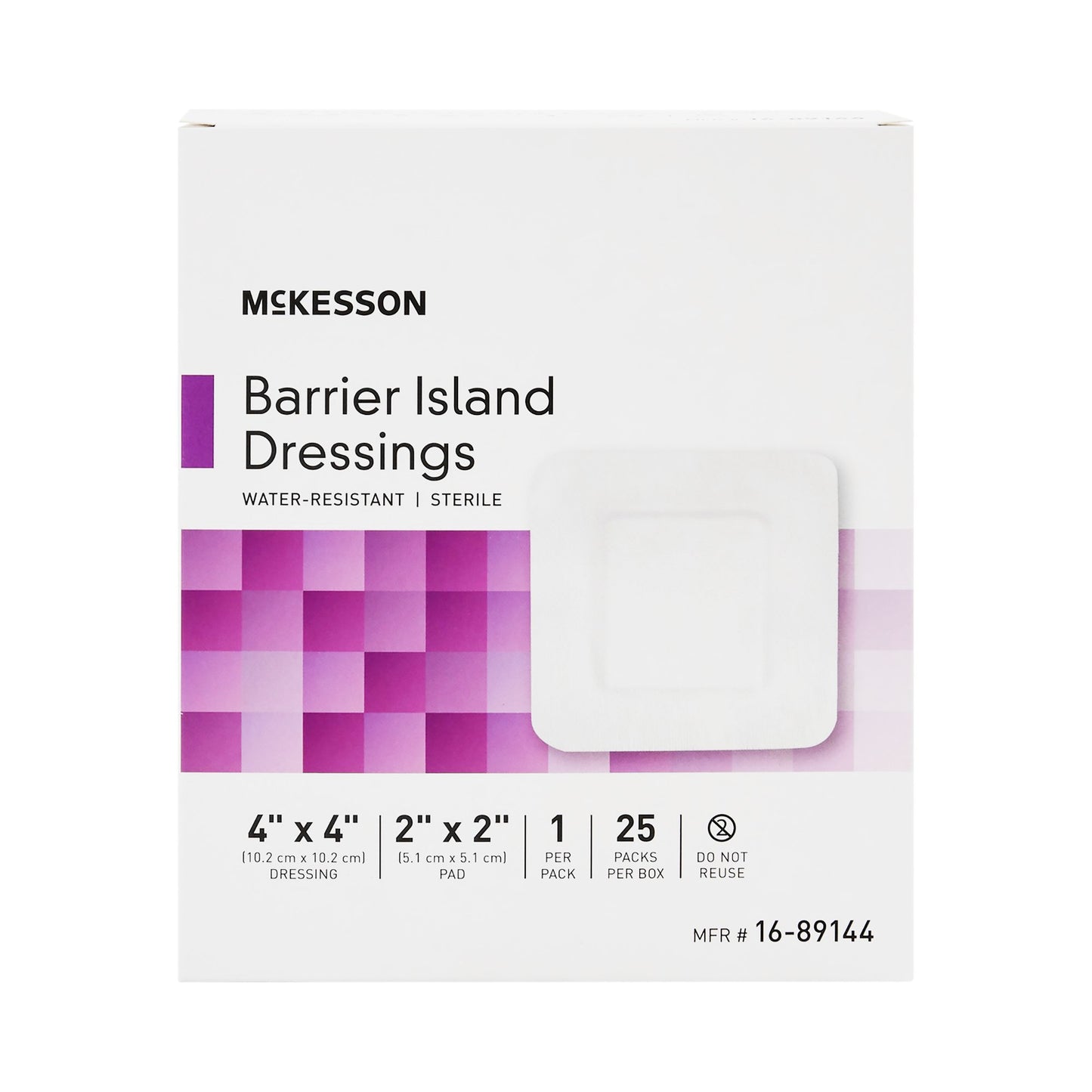 McKesson Barrier Island Composite Dressing 4 X 4 Inch Square Sterile Water Resistant Film Backing (488920_CS)