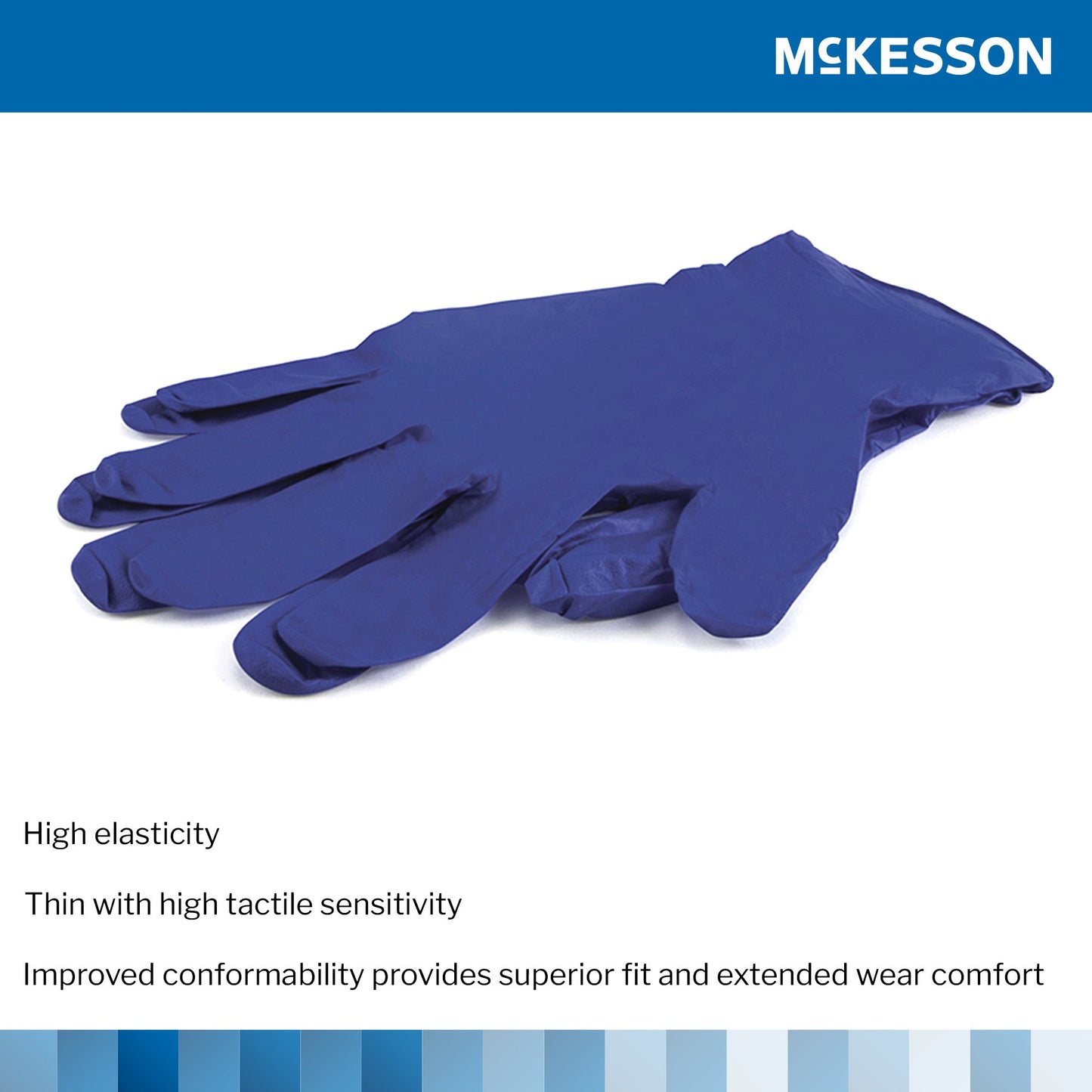 McKesson Confiderm® 3.0 Exam Glove Small NonSterile Nitrile Standard Cuff Length Textured Fingertips Blue Not Rated (1107940_CS)