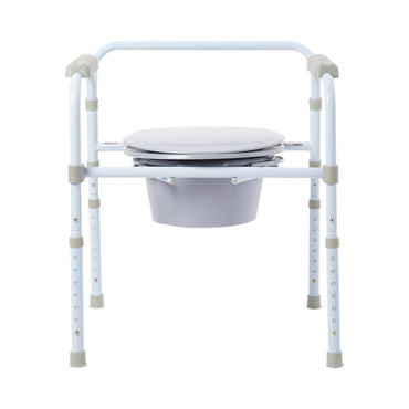 McKesson 3-in-1 Commode Chair Fixed Arms Steel Frame Back Bar 13-3/4 Inch Seat Width 350 lbs. Weight Capacity (1065227_EA)