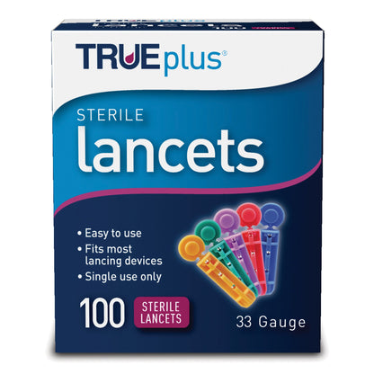 TRUEplus™ Lancet for Lancing Device 33 Gauge Non-Safety Twist Off Cap Finger (840884_BX)