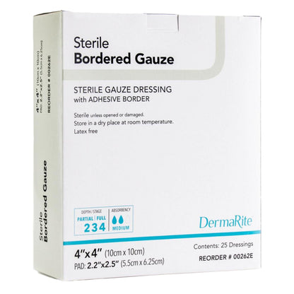 DermaRite® Bordered Gauze Island Dressing 4 X 4 Inch Square Sterile (867882_EA)