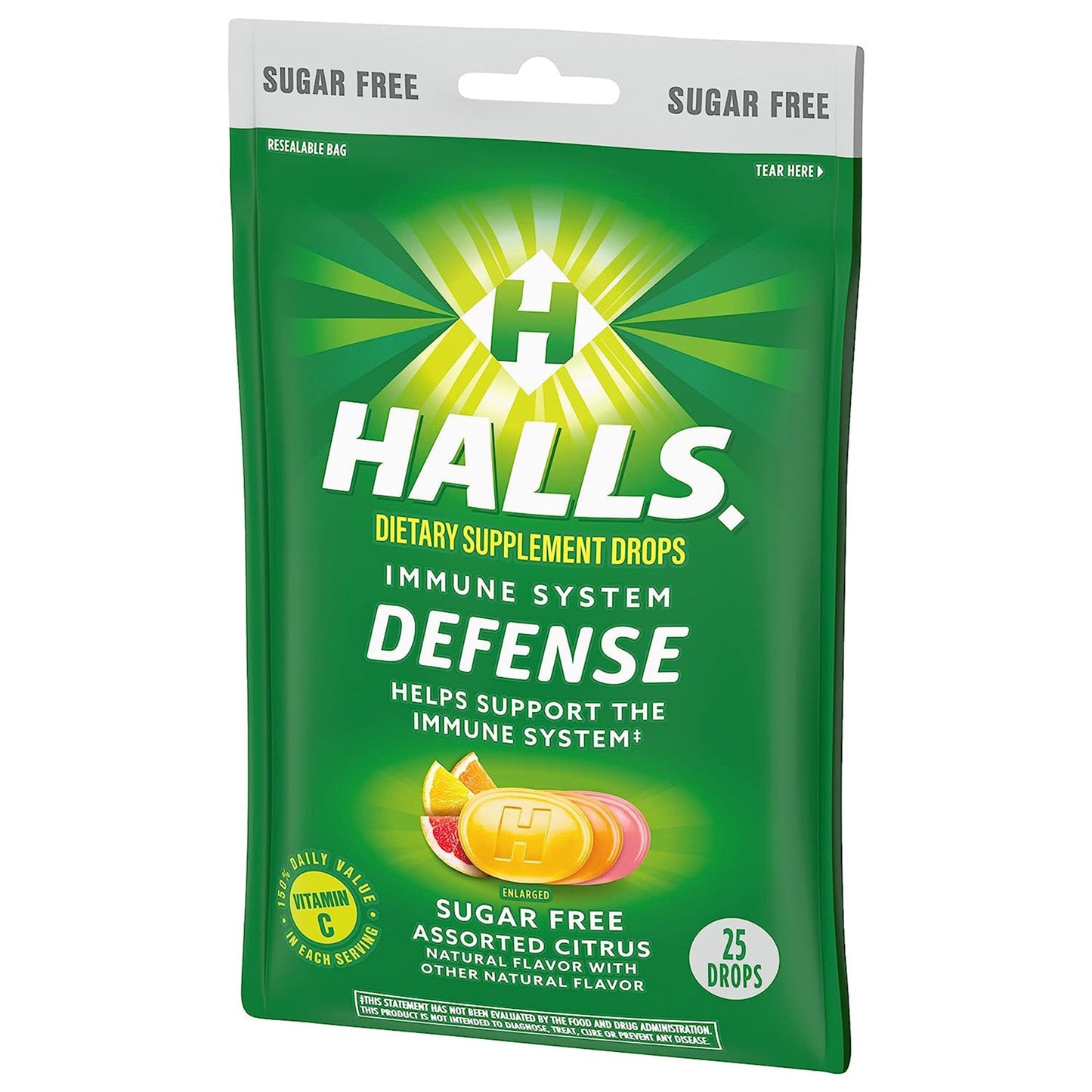 Halls® Defense Vitamin C Supplement Lozenge 25 per Bag Citrus Flavor (1231573_BG)