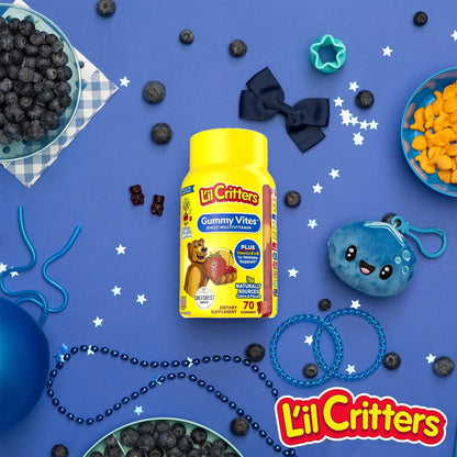 L'il Critters® Multivitamin Supplement Vitamin A / Ascorbic Acid / Vitamin D 2,100 IU - 400 IU - 20 mg Strength Gummy 70 per Bottle Assorted Fruit Flavor (830733_BT)