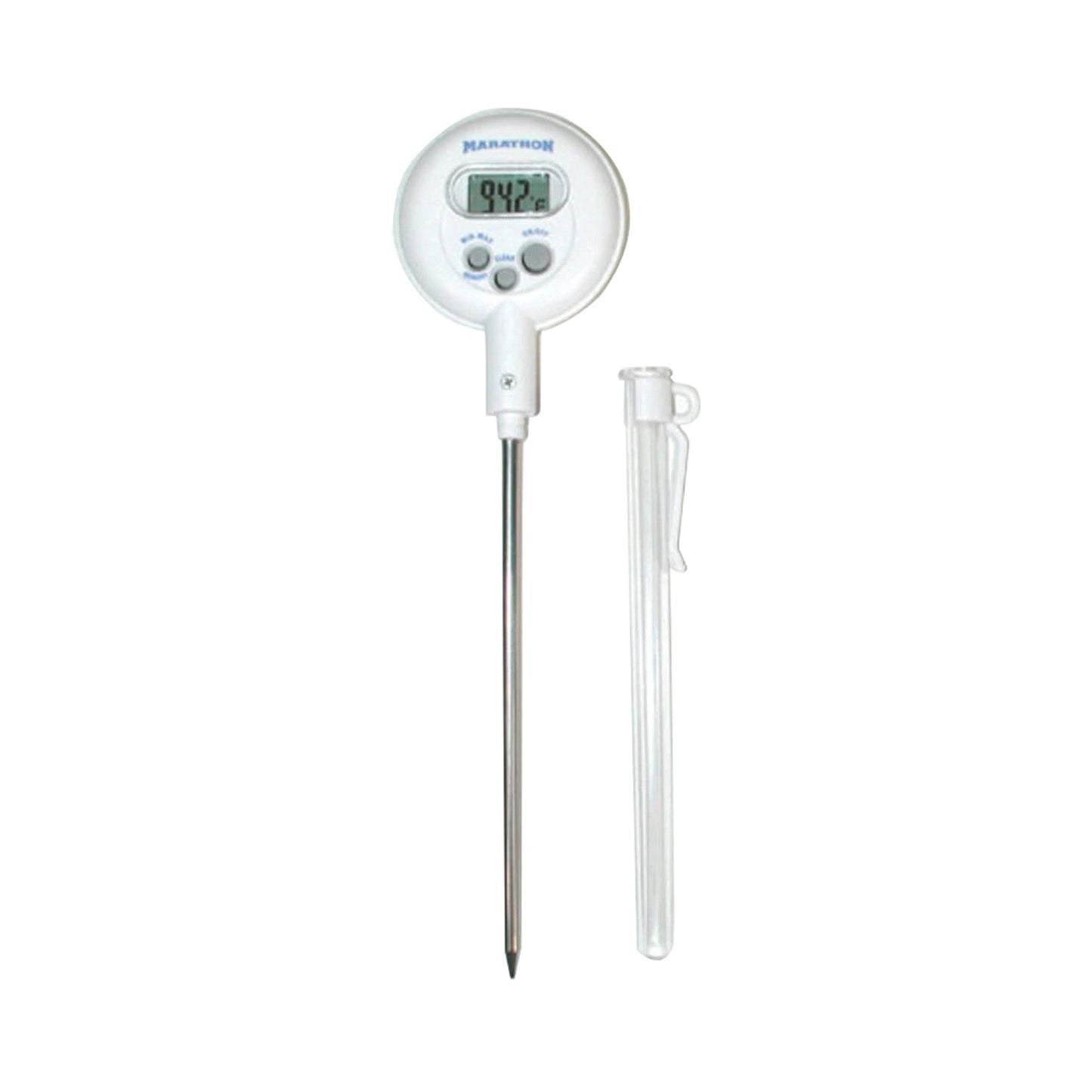 Marathon Digital Laboratory Thermometer Fahrenheit / Celsius 14° to 392°F (-10° to +200°C) Stainless Steel Probe Free-standing Battery Operated (725062_EA)