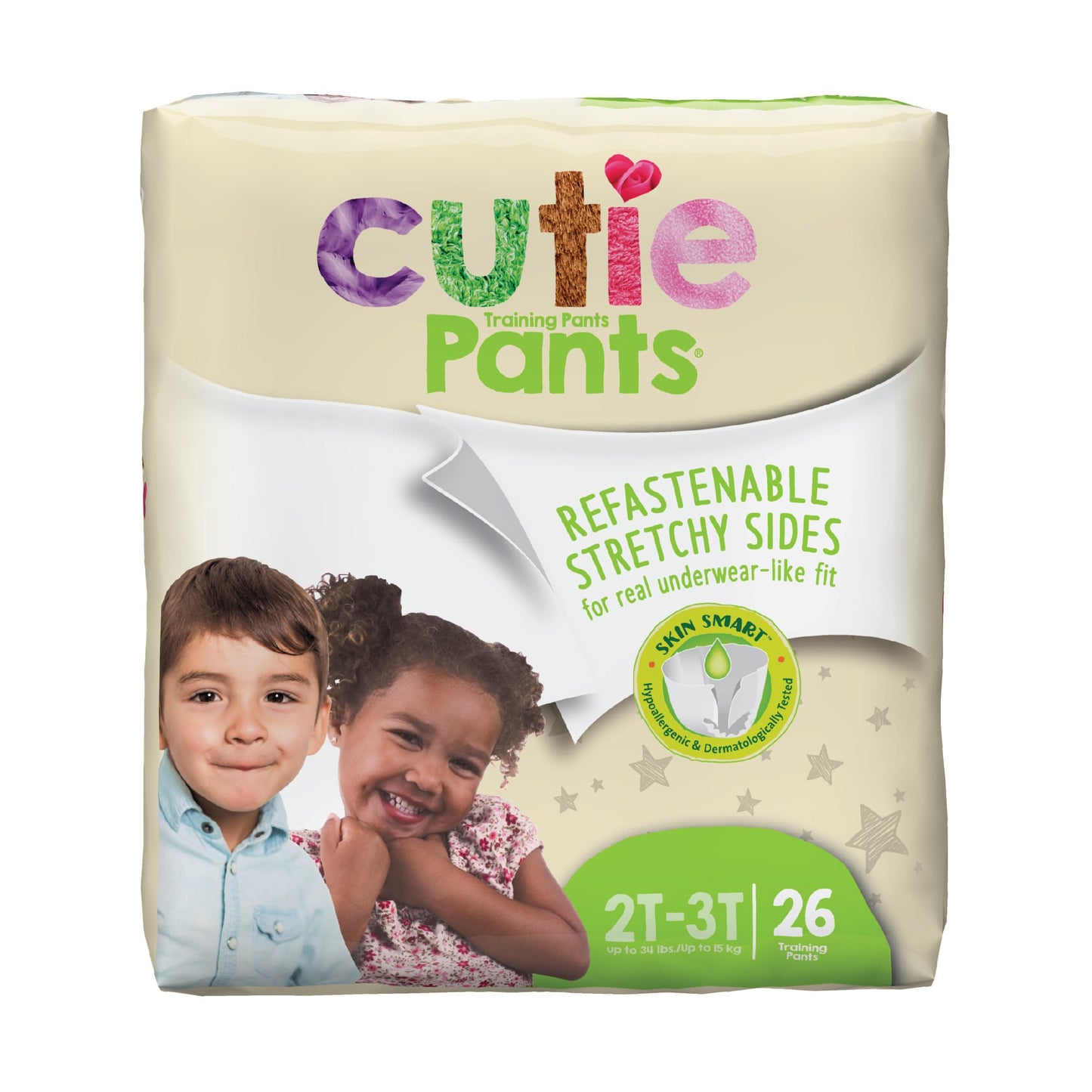 Cutie Pants® Unisex Toddler Training Pants Pull On with Tear Away Seams Size 2T to 3T Disposable Heavy Absorbency (810358_PK)