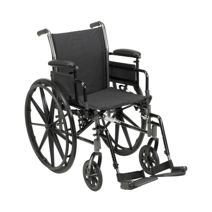McKesson Lightweight Wheelchair Dual Axle Desk Length Arm Elevating Legrest Black Upholstery 20 Inch Seat Width Adult 300 lbs. Weight Capacity (1128897_EA)