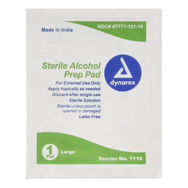 Dynarex® Alcohol Prep Pad 70% Strength Isopropyl Alcohol Individual Packet Large Sterile (864525_CS)