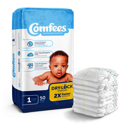 Comfees® Unisex Baby Diaper Size 1 Disposable Moderate Absorbency (907019_CS)