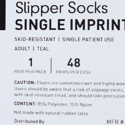 McKesson Terries™ Slipper Socks Unisex Adult Large Single Tread Single Patient Use Teal (334874_CS)