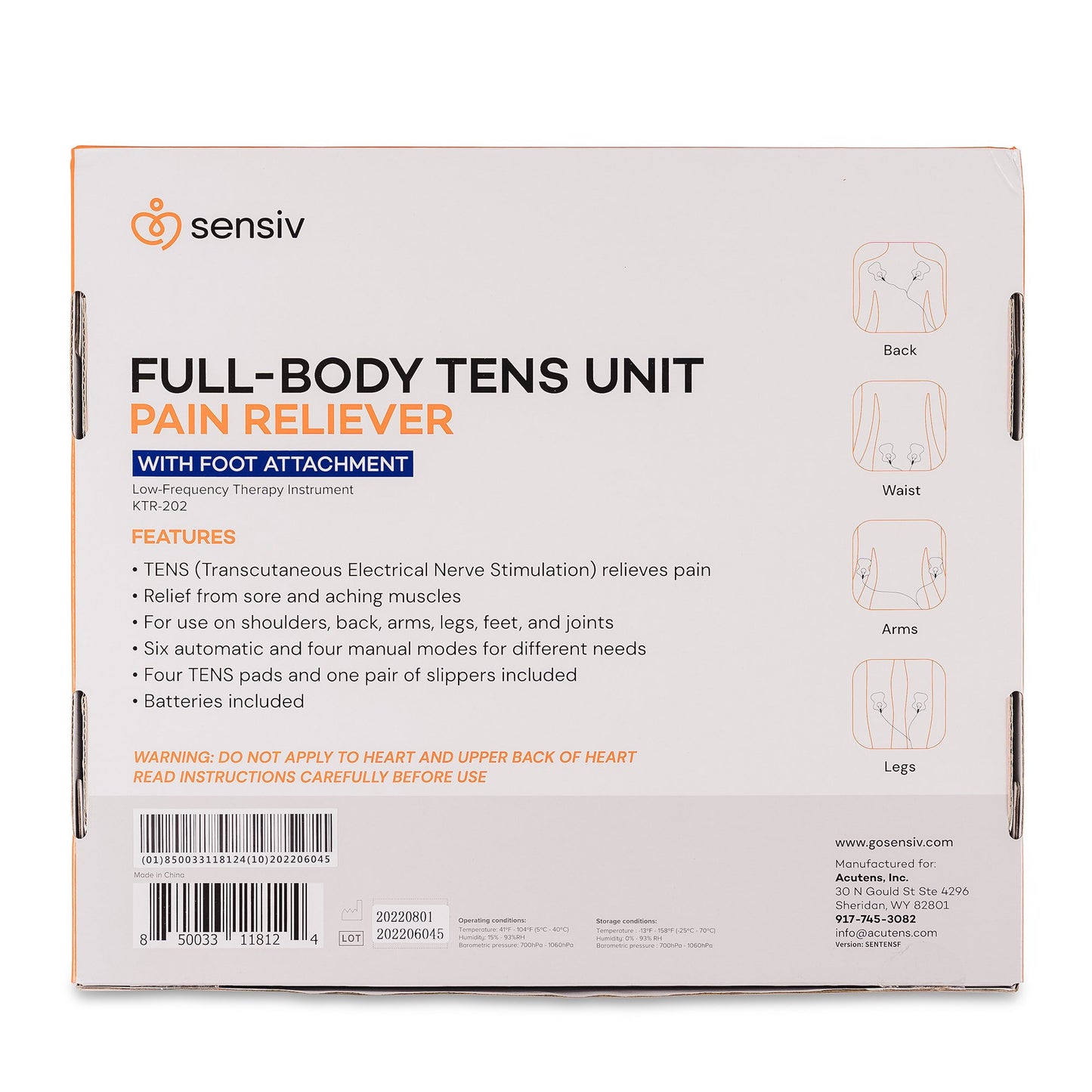 Sensiv Full-Body TENS Unit with Foot Attachment Sensiv Full-Body (1236458_CS)