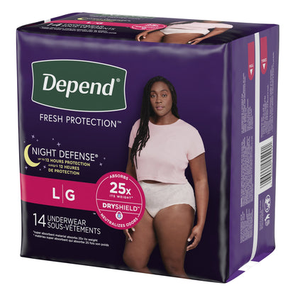 Depend® Night Defense® Female Adult Absorbent Underwear Waistband Style Large Disposable Heavy Absorbency (1163805_PK)