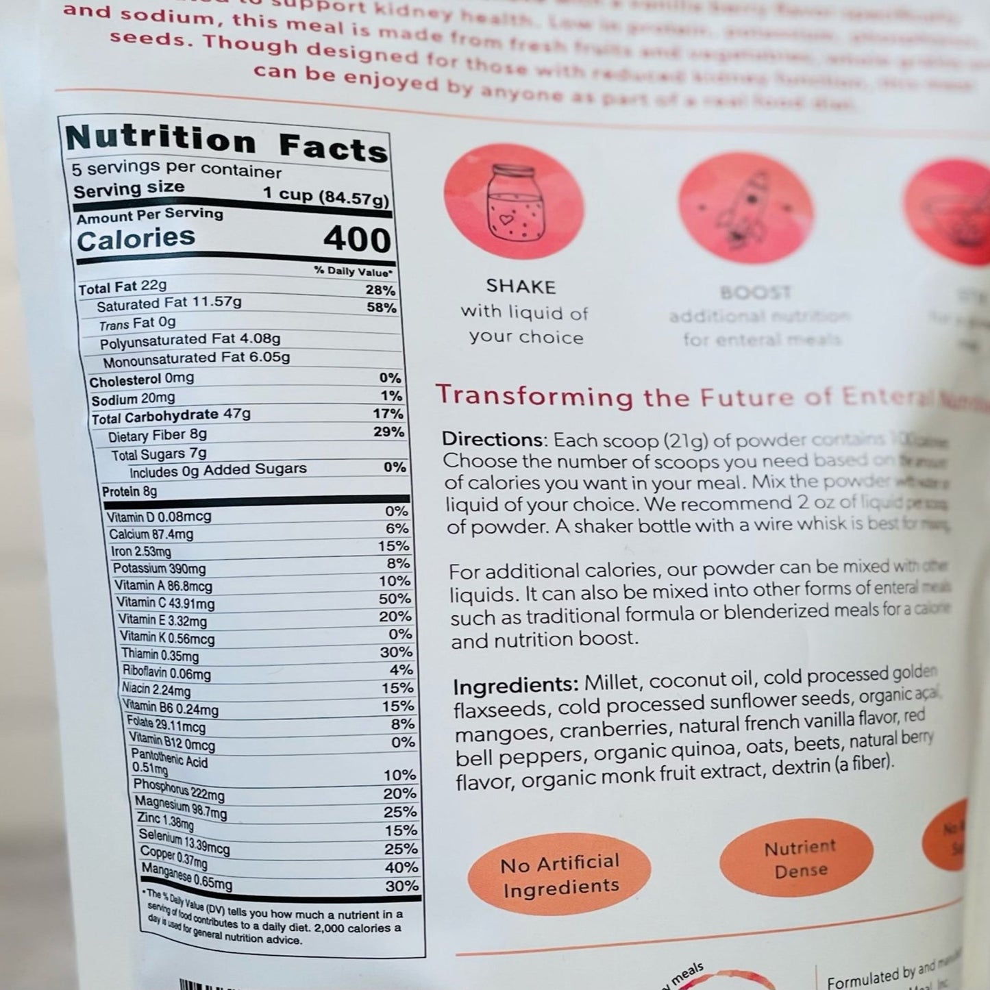 Restore Fusion Renal Support Oral Supplement Vanilla Berry Flavor Powder 16 oz. Pouch (1223931_EA)