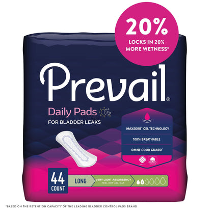 Prevail® Daily Pads Bladder Control Pad 8.35 Inch Length Light Absorbency Polymer Core One Size Fits Most (1166745_BG)