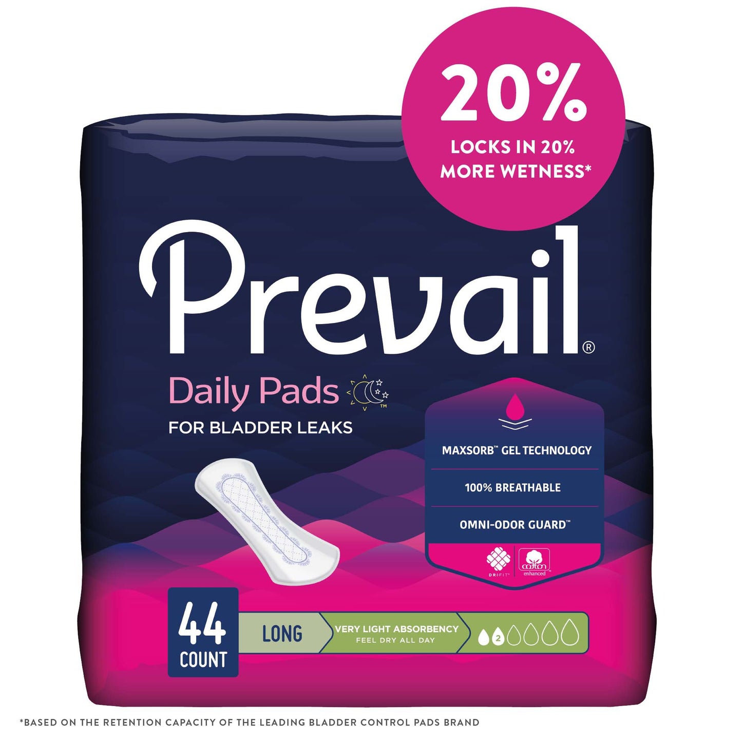 Prevail® Daily Pads Bladder Control Pad 8.35 Inch Length Light Absorbency Polymer Core One Size Fits Most (1166745_CS)