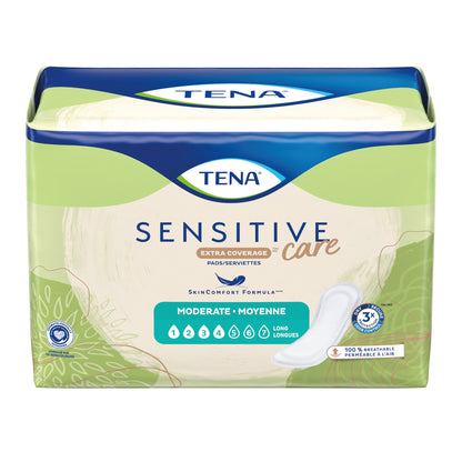 TENA® Sensitive Care Extra Coverage Long Bladder Control Pad 12 Inch Length Moderate Absorbency Dry-Fast Core™ One Size Fits Most (1059416_BG)