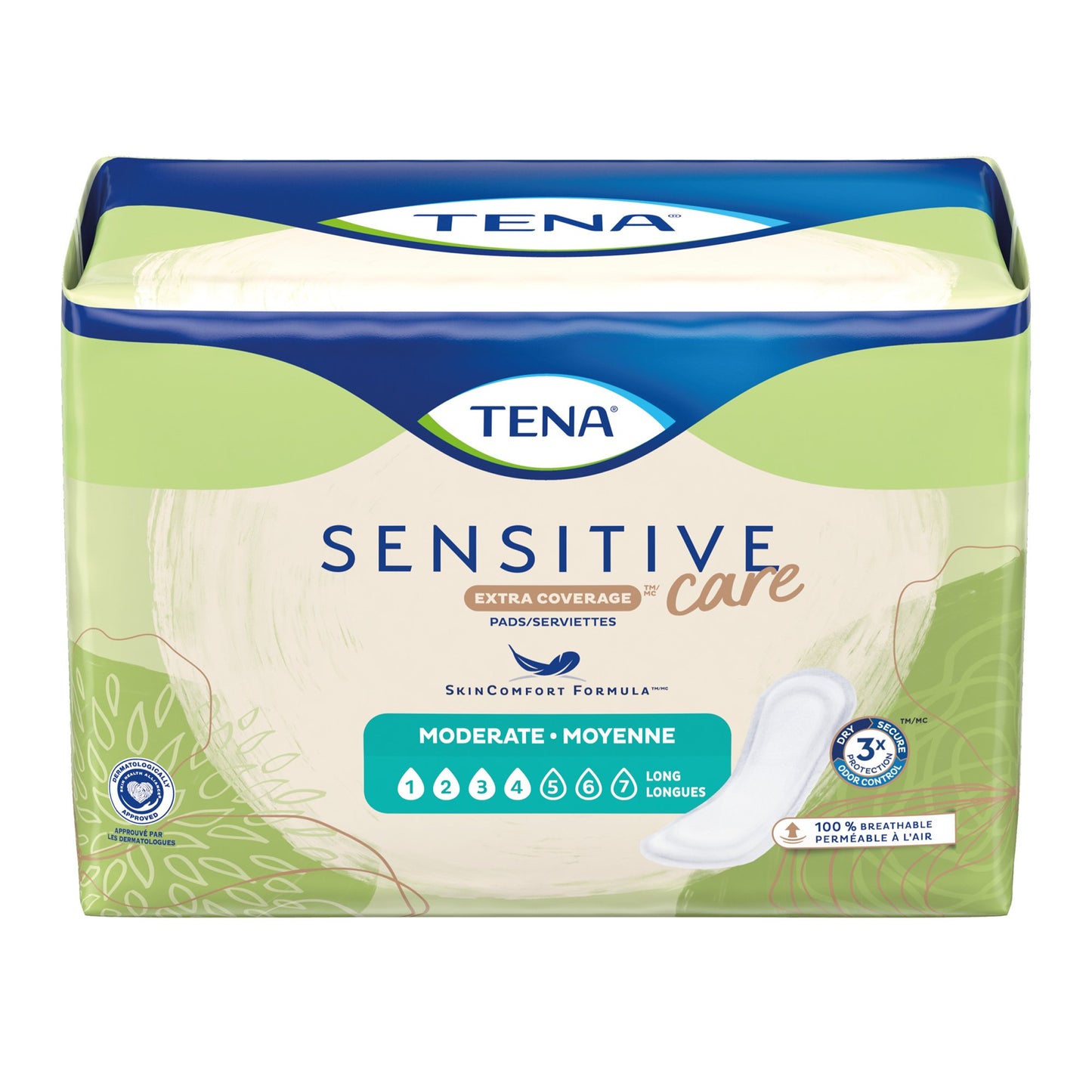 TENA® Sensitive Care Extra Coverage Long Bladder Control Pad 12 Inch Length Moderate Absorbency Dry-Fast Core™ One Size Fits Most (1059416_CS)
