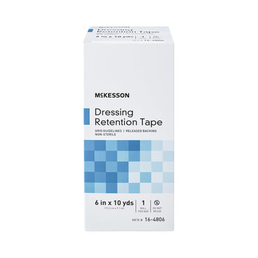 McKesson Water Resistant Dressing Retention Tape with Liner White 6 Inch X 10 Yard Nonwoven / Printed Release Paper NonSterile (1087973_BX)