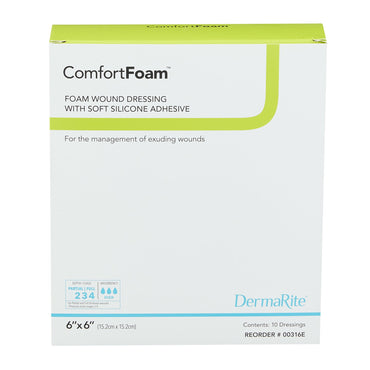 ComfortFoam™ Foam Dressing 6 X 6 Inch Without Border Film Backing Silicone Face Square Sterile (835614_BX)