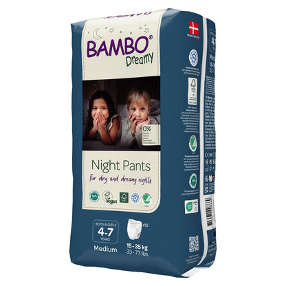 Bambo® Dreamy Night Pant Unisex Youth Training Pants Pull On with Tear Away Seams Size 4 to 7 Years Disposable Heavy Absorbency (1255464_CS)