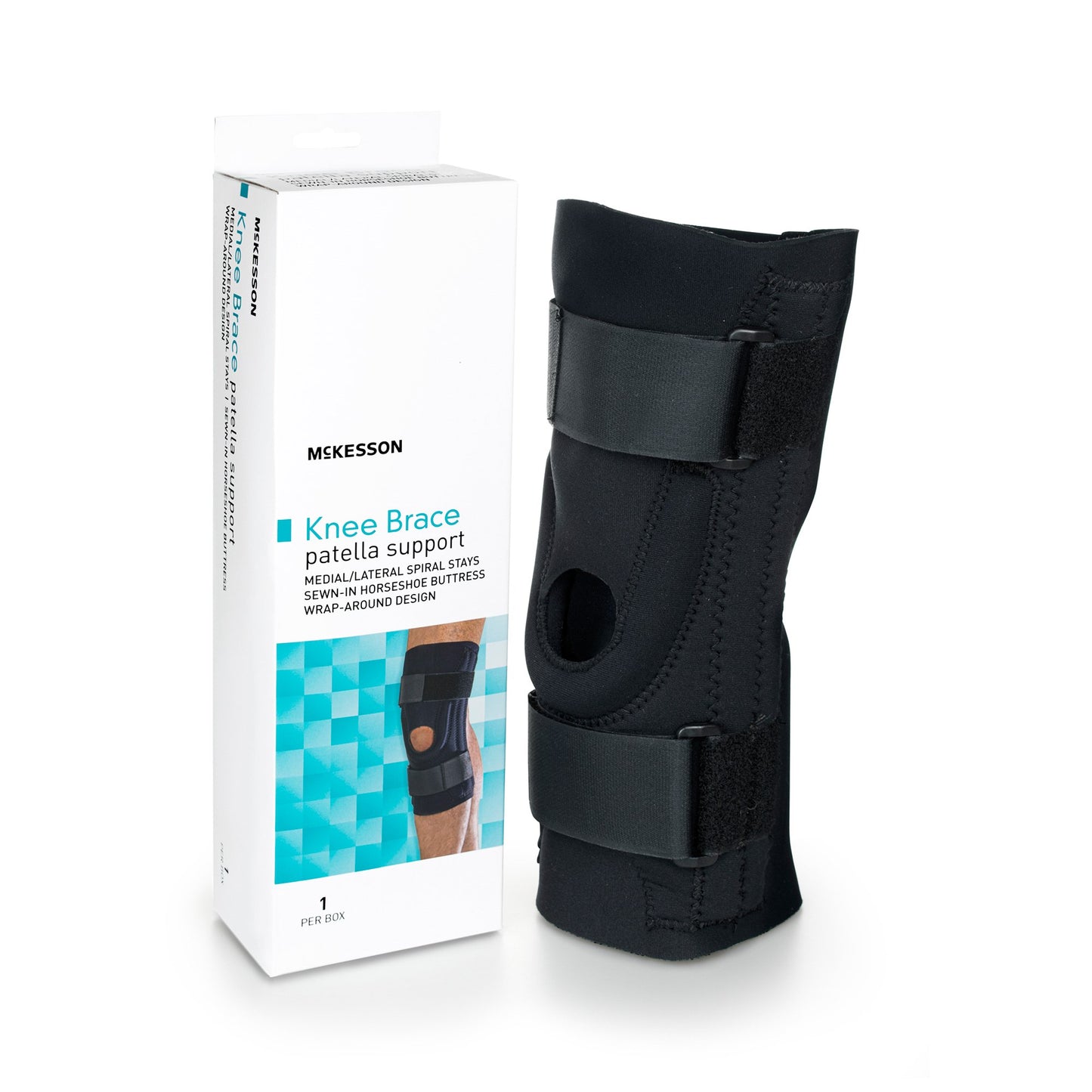 McKesson Knee Brace Medium Pull-On / D-Ring / Hook and Loop Strap 18 to 20-1/2 Inch Circumference Left or Right Knee (1159107_EA)