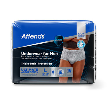Attends® For Men Male Adult Absorbent Underwear Pull On with Tear Away Seams Large Disposable Heavy Absorbency (1039114_CS)