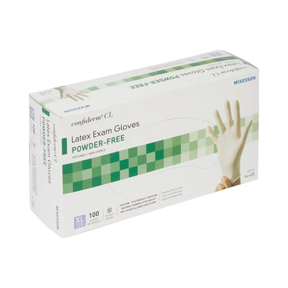 McKesson Confiderm® Exam Glove X-Large NonSterile Latex Standard Cuff Length Textured Fingertips Ivory Not Rated (921595_BX)