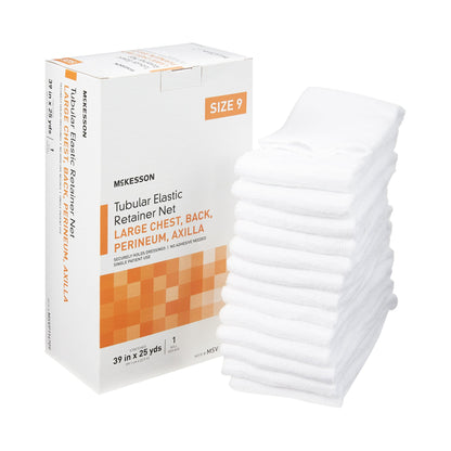 McKesson Elastic Net Retainer Dressing Tubular Elastic 39 Inch X 25 Yard (99.1 cm X 22.9 m) Size 9 White Large Chest / Back / Perineum / Axilla NonSterile (1113353_BX)
