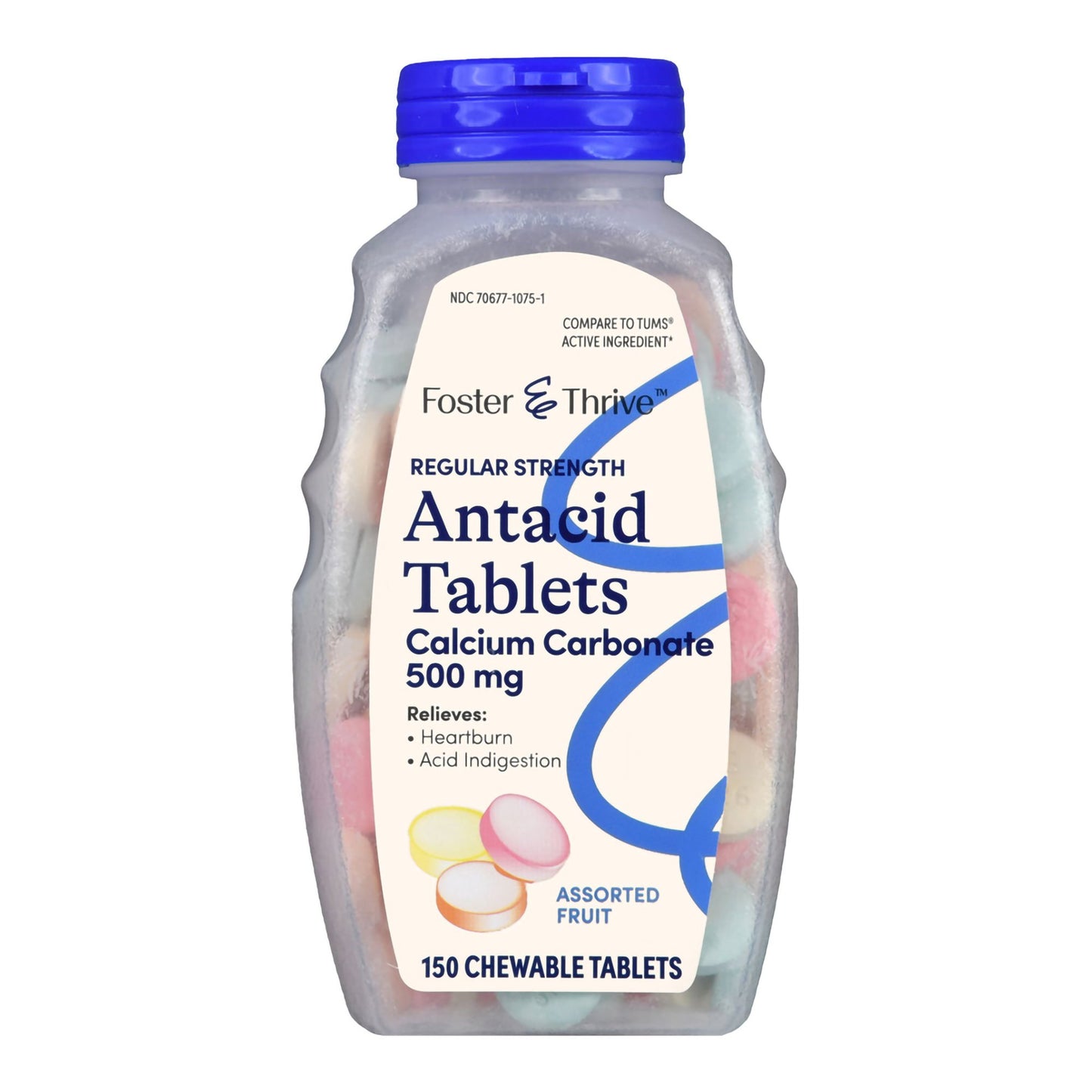 Foster & Thrive™ Antacid 500 mg Strength Chewable Tablet 150 Per Bottle (1235100_BT)