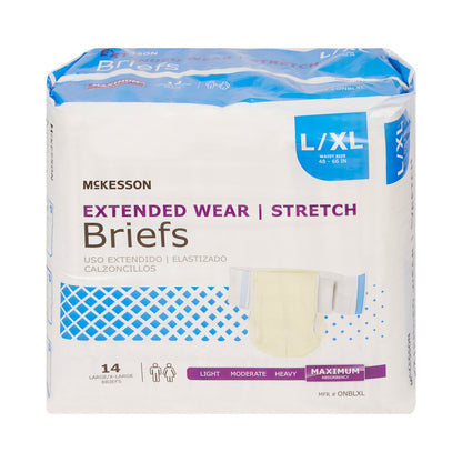 McKesson Extended Wear Unisex Adult Incontinence Brief Large / X-Large Disposable Heavy Absorbency (980311_BG)