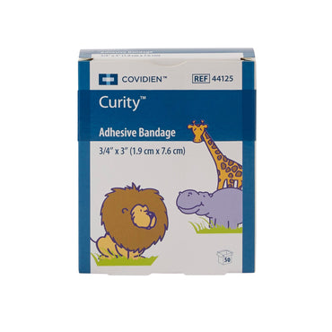 Curity™ Adhesive Strip 3/4 X 3 Inch Plastic Rectangle Kid Design (Zoo Animals) Sterile (867806_BX)